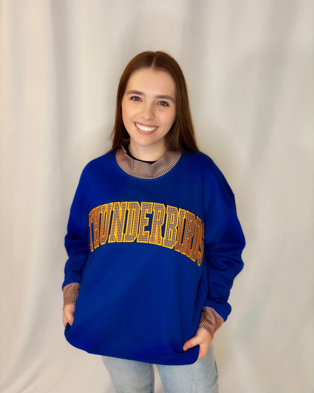 Thunderbirds Gingham Mockneck Sweatshirt