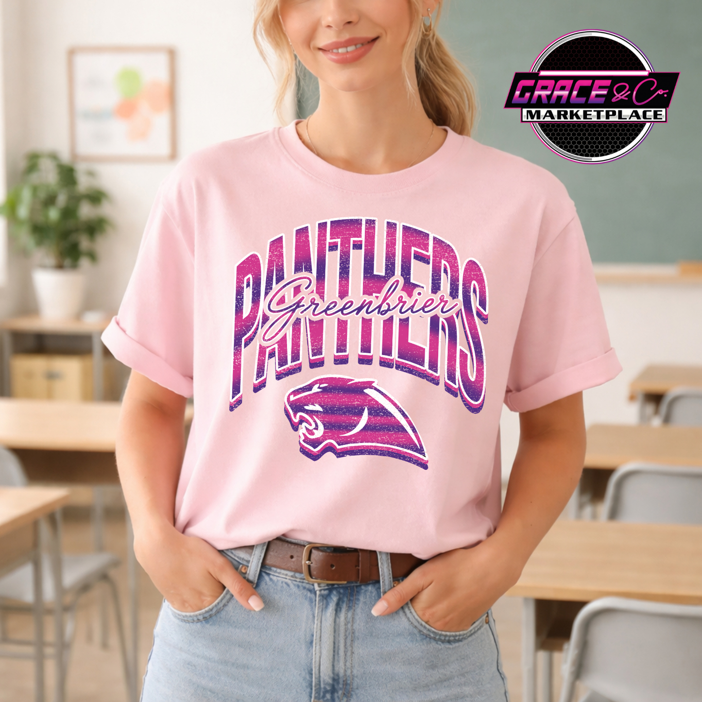 Panthers Pink Purple Tee