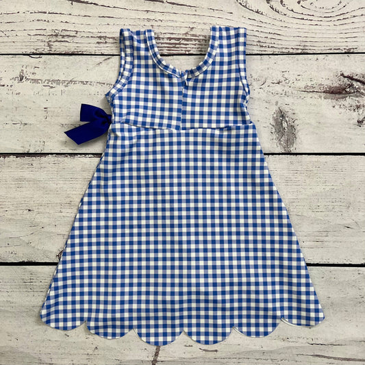 Girls Gingham Printed Scallop Athletic Dress