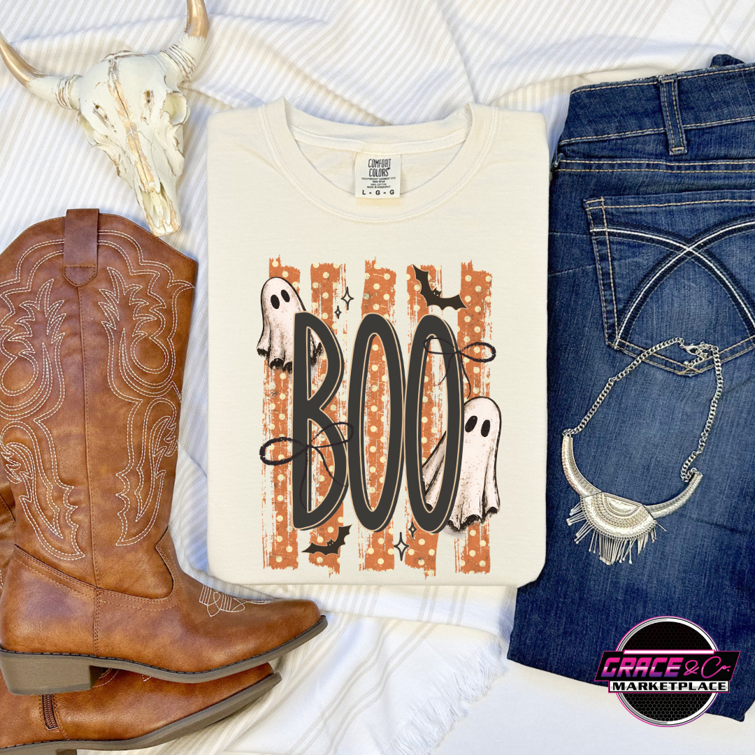 Boo Halloween Stripes Tee