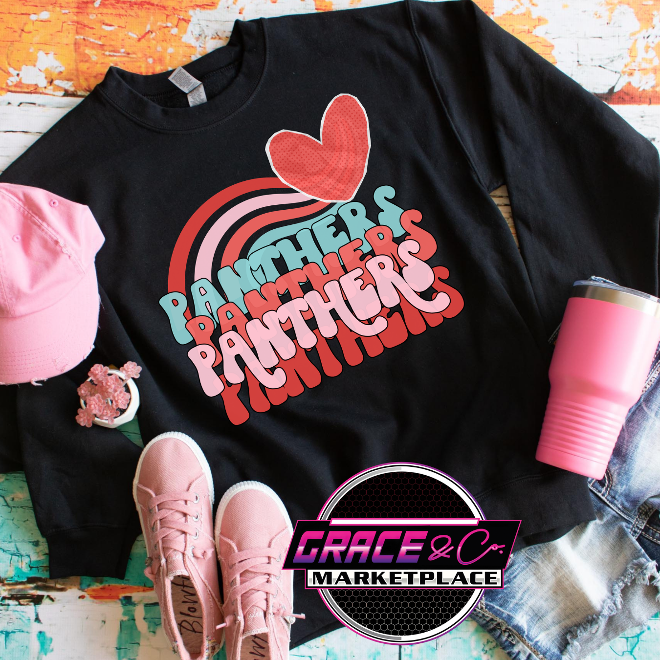 Panther Valentine Rainbow Tee/ Sweatshirt