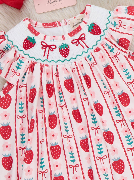 Strawberry Rows Smocked Outfit