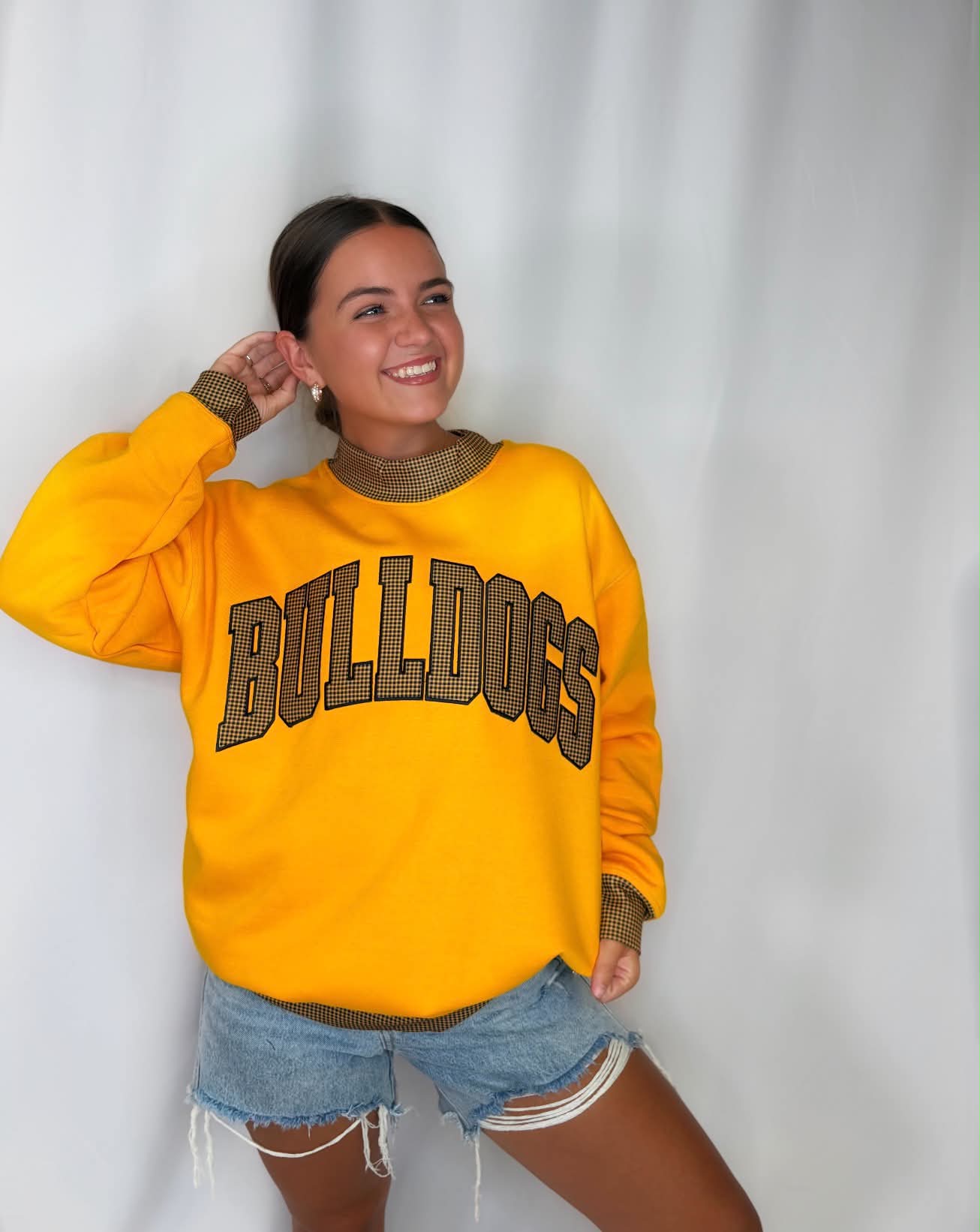 Bulldogs Gingham Mockneck Sweatshirt