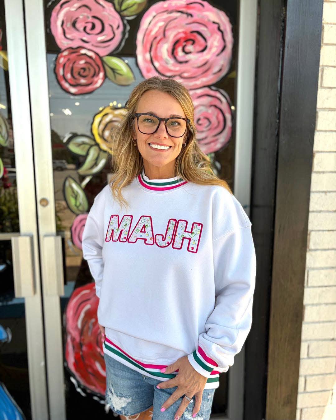 White Mahj Mockneck Sweatshirt