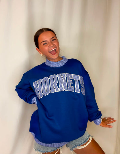 Hornets Gingham Mockneck Sweatshirt