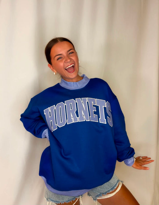 Hornets Gingham Mockneck Sweatshirt