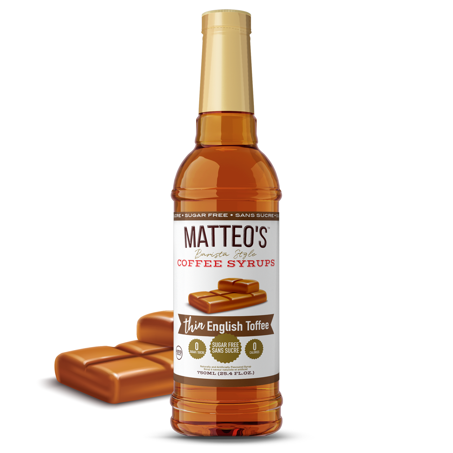 Matteo's Sugar Free Coffee Syrup, English Toffee, 0 Calories, 0 Sugar, Keto Friendly