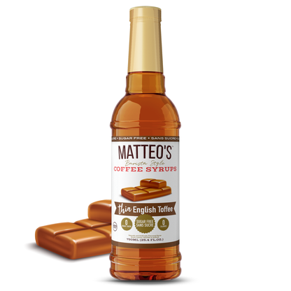 Matteo's Sugar Free Coffee Syrup, English Toffee, 0 Calories, 0 Sugar, Keto Friendly