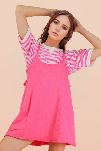 Mineral Washed Knit Mini Dress with Shorts Inside
