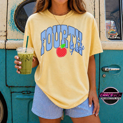 Blue Gingham Grade Levels Tee
