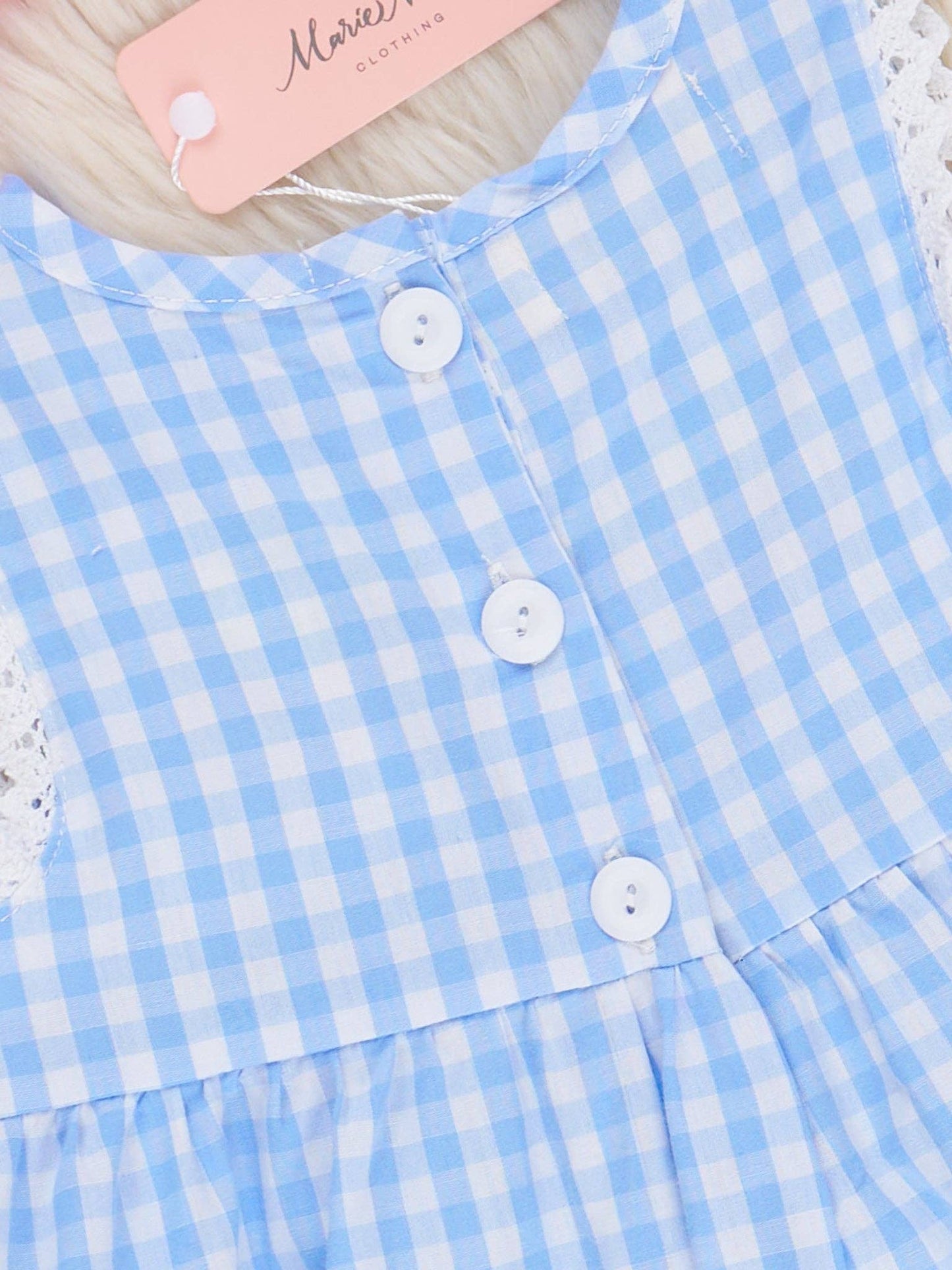 Gingham Embroidered Strawberries 100% Cotton Ruffle Outfit