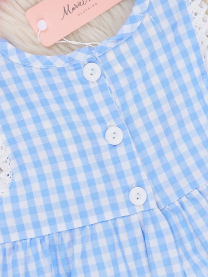Gingham Embroidered Strawberries 100% Cotton Ruffle Outfit
