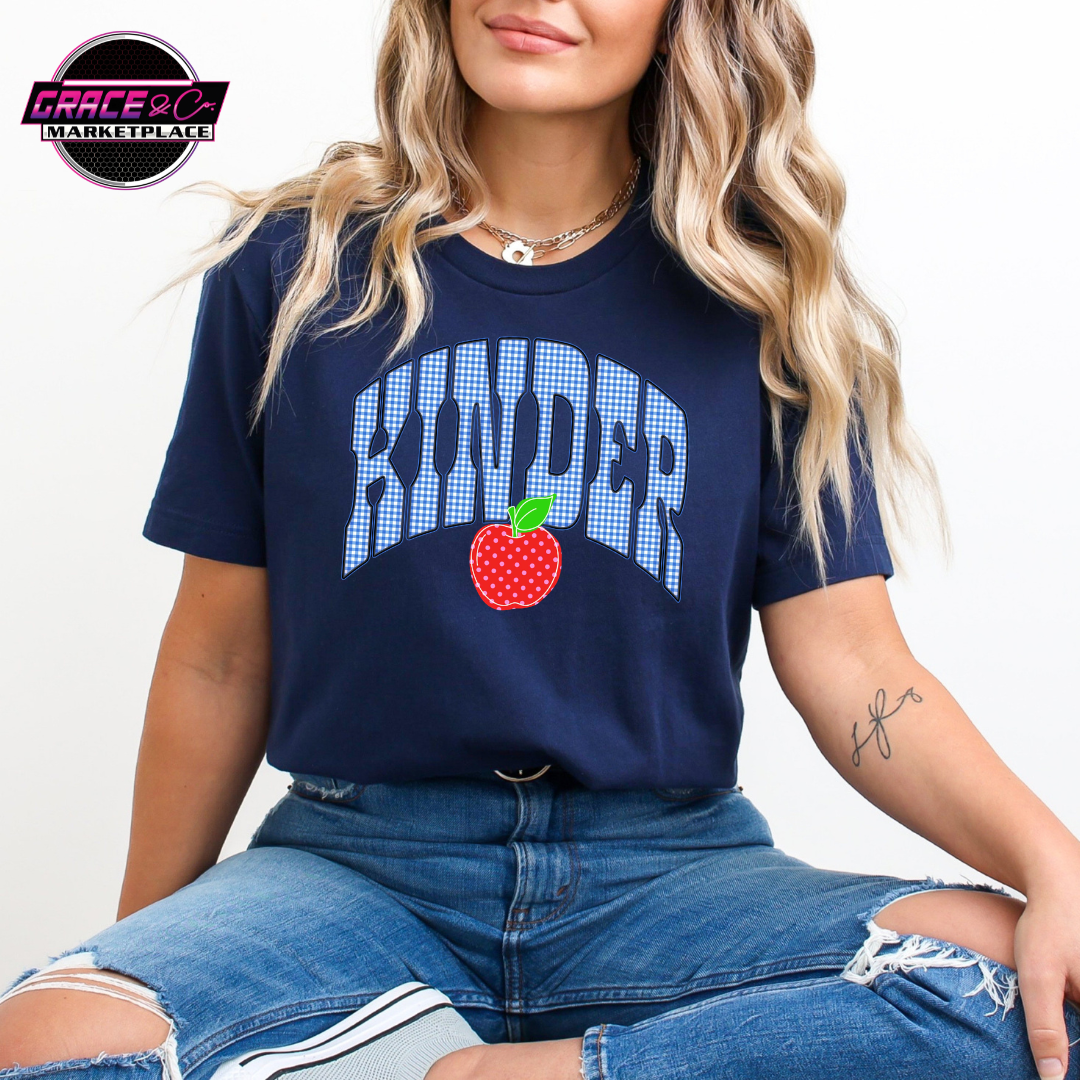 Blue Gingham Grade Levels Tee