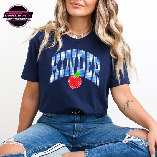 Blue Gingham Grade Levels Tee