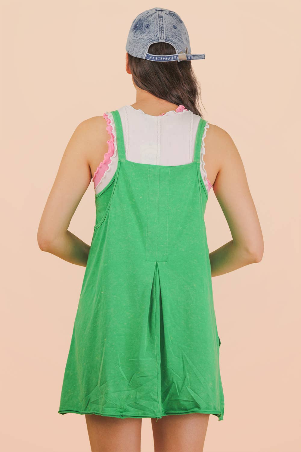Mineral Washed Knit Mini Dress with Shorts Inside