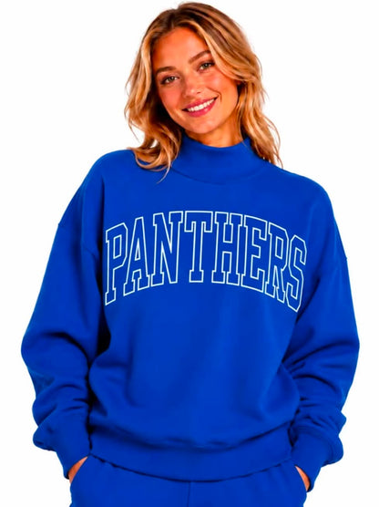 Panthers Embroidered Athletic Mockneck Sweatshirt- PREORDER