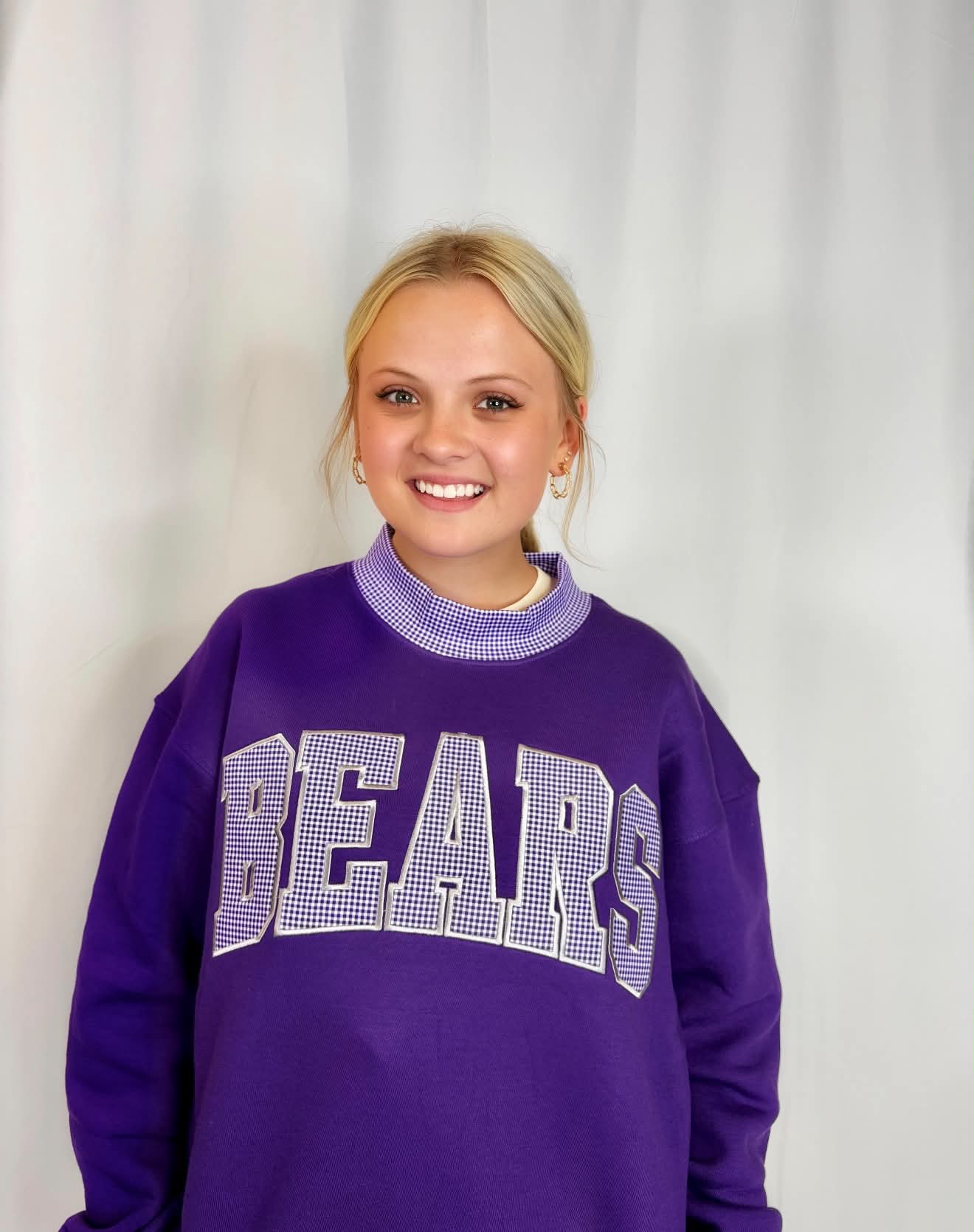 Bears Gingham Mockneck Sweatshirt