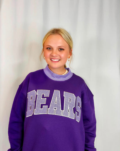 Bears Gingham Mockneck Sweatshirt