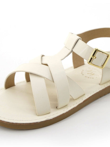 Layered Criss-Cross Front Sandals - White