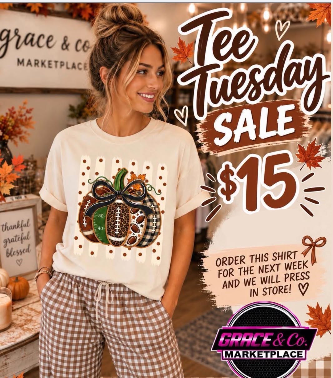 Football Patterned Pumpkin Tee