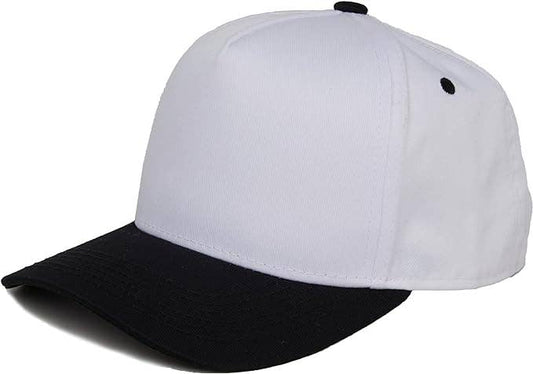 Men/Women's 2-Tone Blank Snapback Hat - Black/White