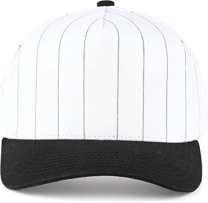 Men/Women's 2-Tone Blank Cap - Pinstripe - Black/White