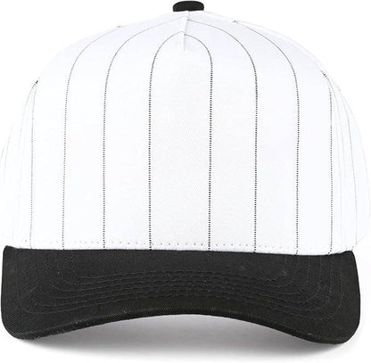 Men/Women's 2-Tone Blank Cap - Pinstripe - Black/White