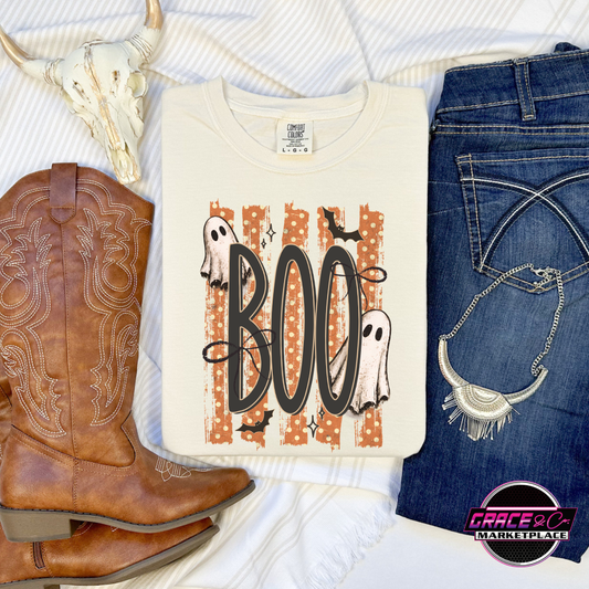 Boo Halloween Stripes Tee