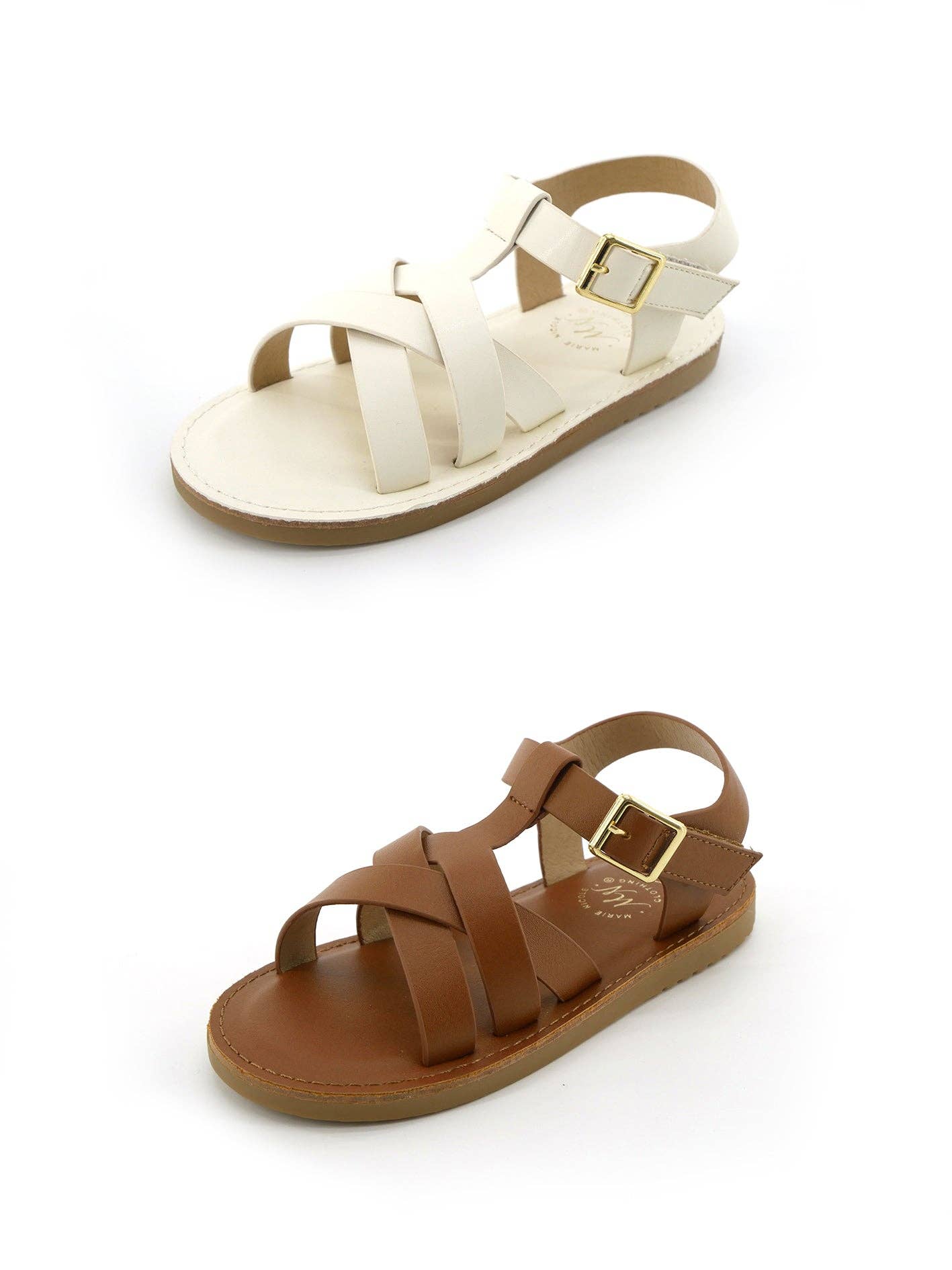 Layered Criss-Cross Front Sandals - White