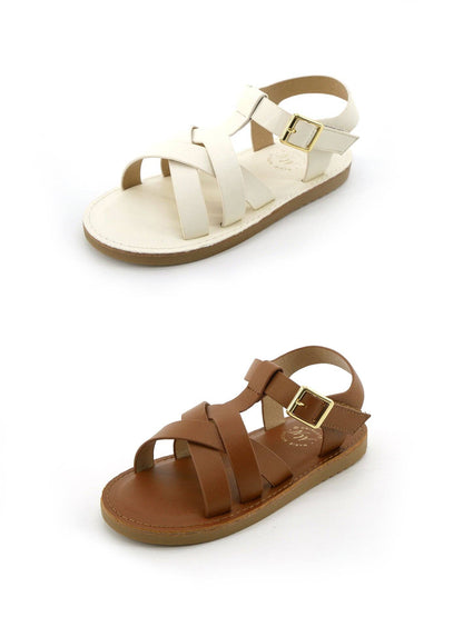 Layered Criss-Cross Front Sandals - White