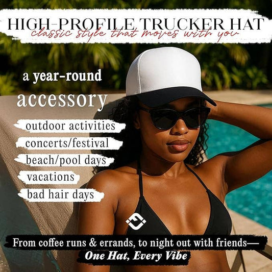 Men/Women's 2-Tone Blank Snapback Hat - Black/White