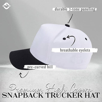 Men/Women's 2-Tone Blank Snapback Hat - Black/White