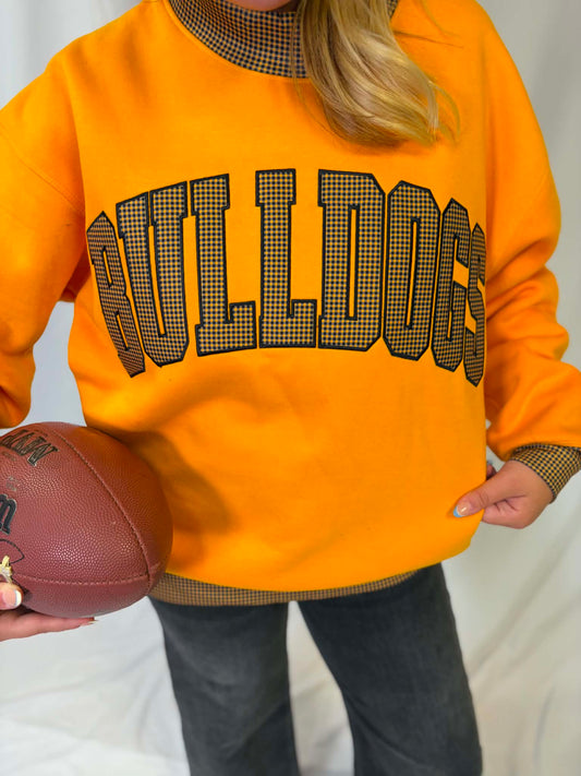 Bulldogs Gingham Mockneck Sweatshirt