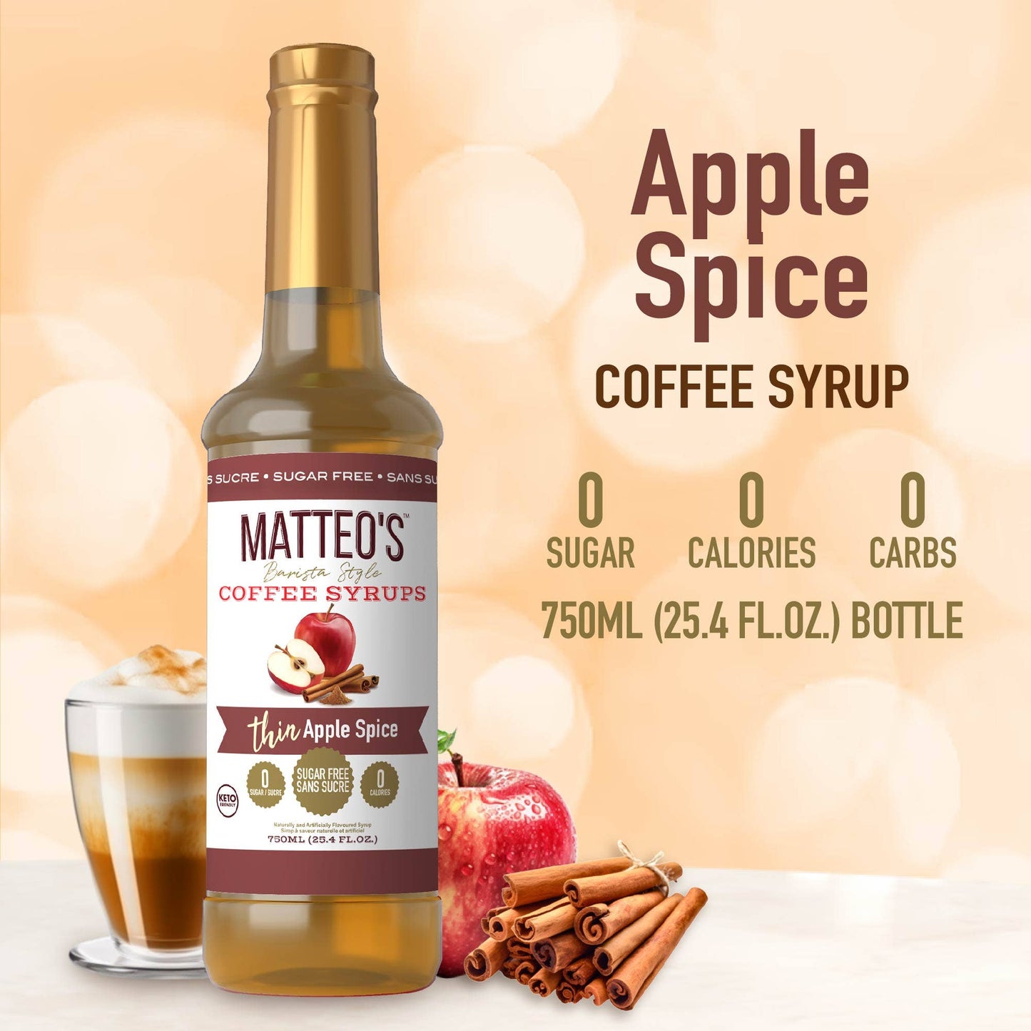 Sugar Free Coffee Syrup, Apple Spice