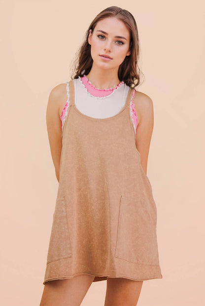 Mineral Washed Knit Mini Dress with Shorts Inside