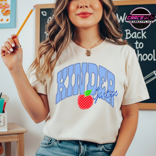 Blue Gingham Grade Levels Tee