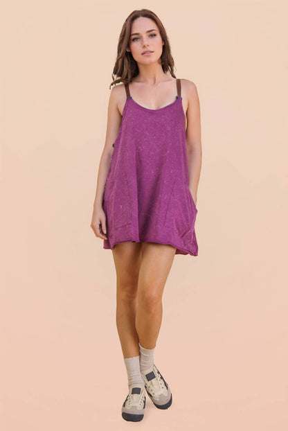 Mineral Washed Knit Mini Dress with Shorts Inside