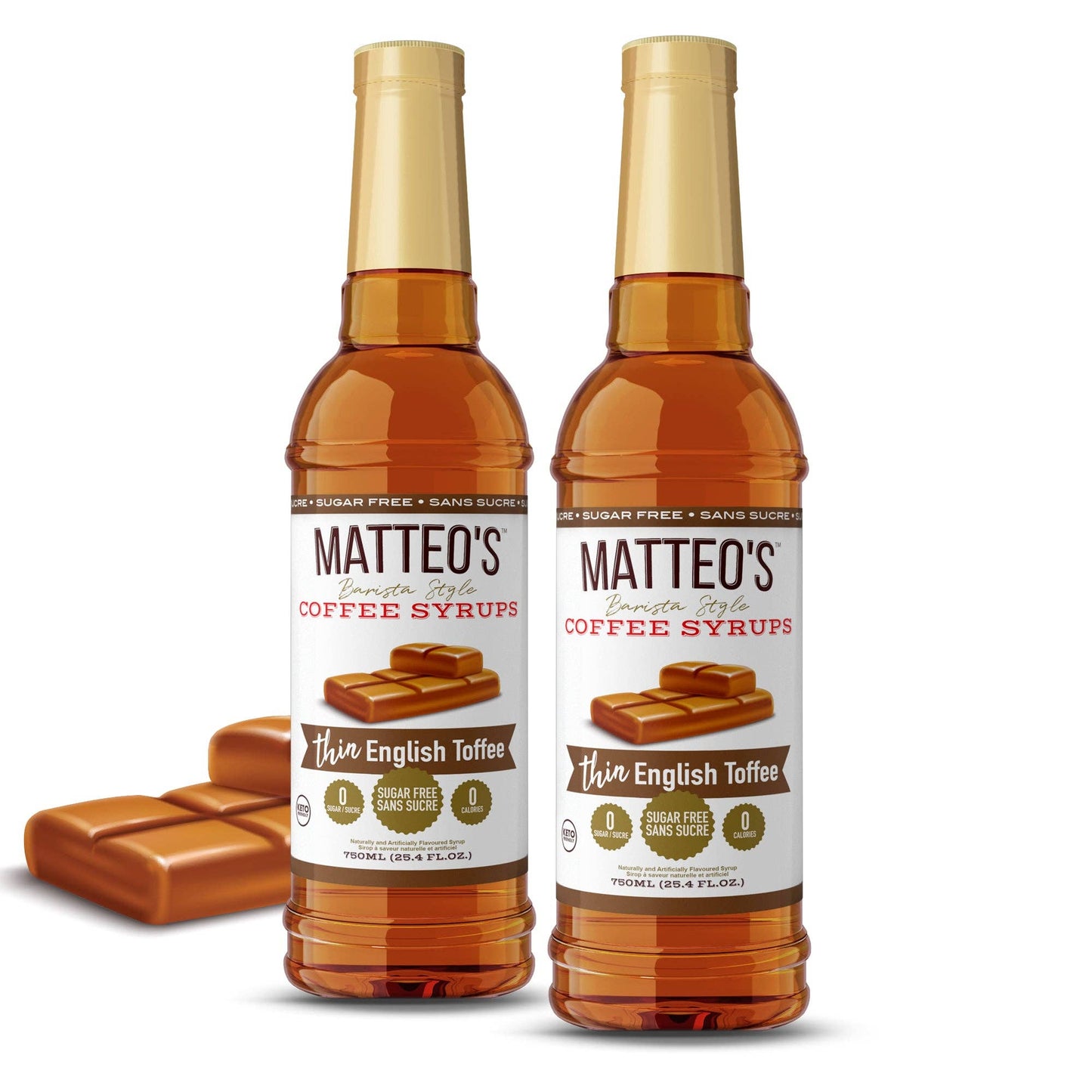 Matteo's Sugar Free Coffee Syrup, English Toffee, 0 Calories, 0 Sugar, Keto Friendly
