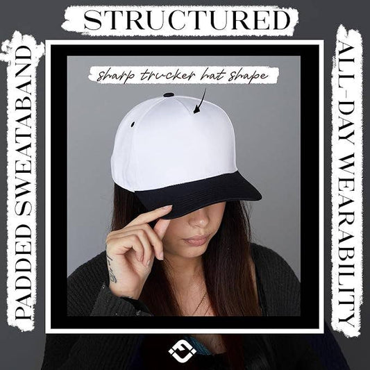 Men/Women's 2-Tone Blank Snapback Hat - Black/White