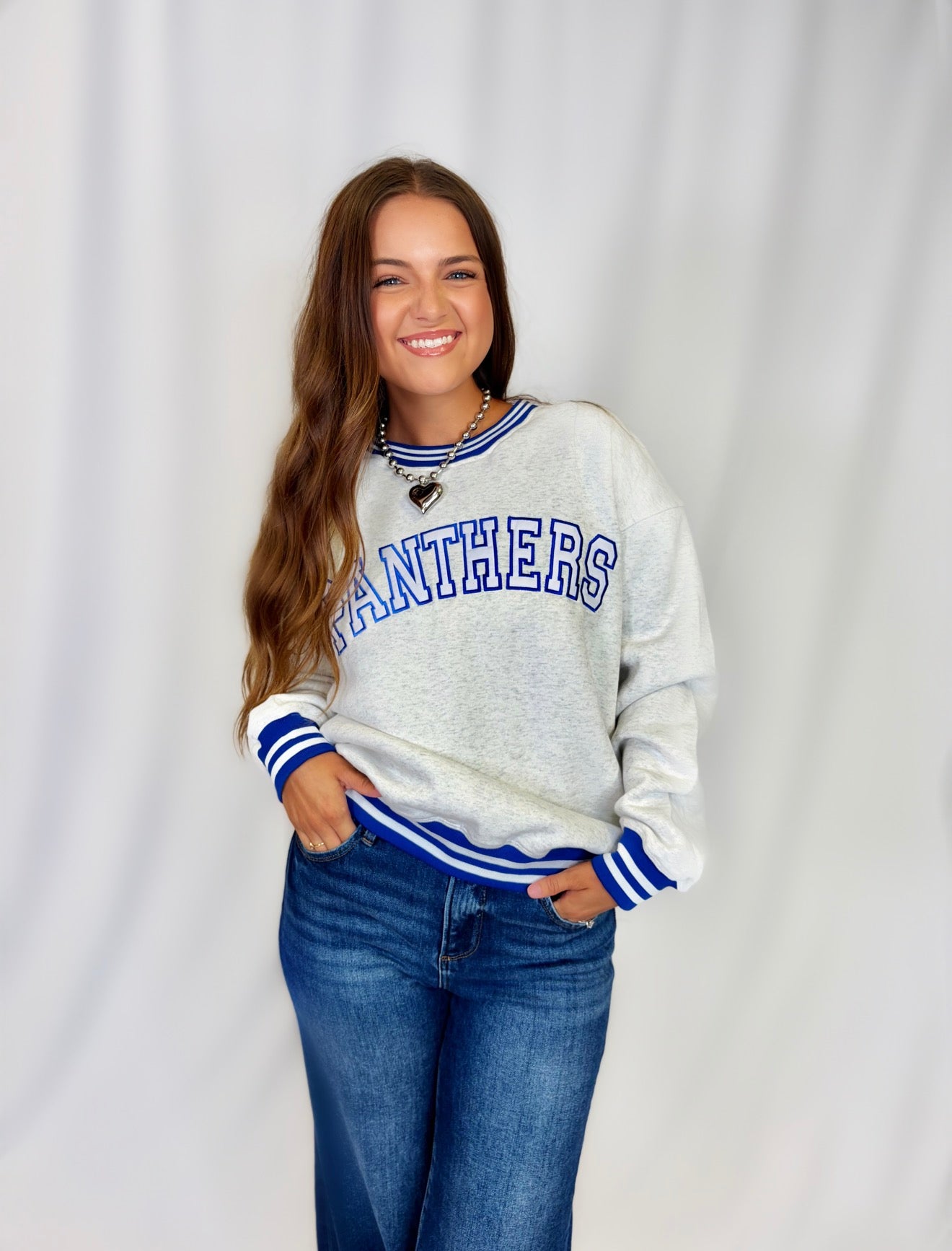 Vintage Panthers Embroidered Crewneck