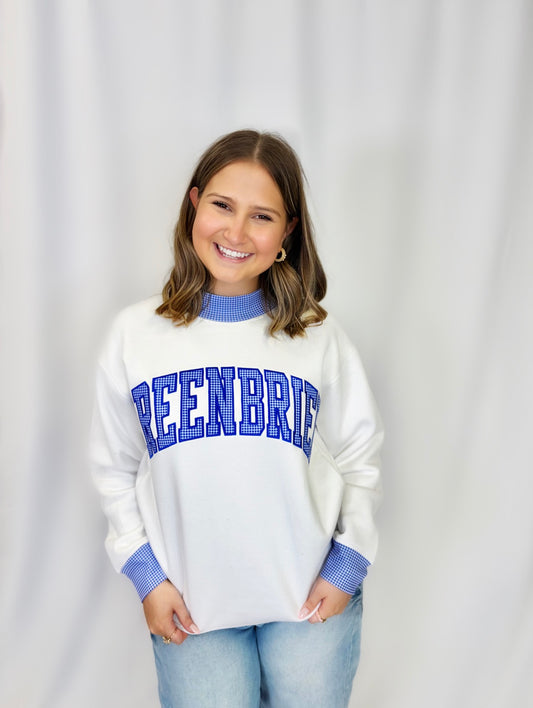 Gingham Greenbrier Mockneck Crewneck