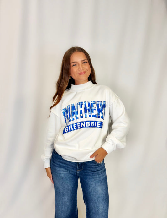 White Greenbrier Panther Mockneck Sweatshirt