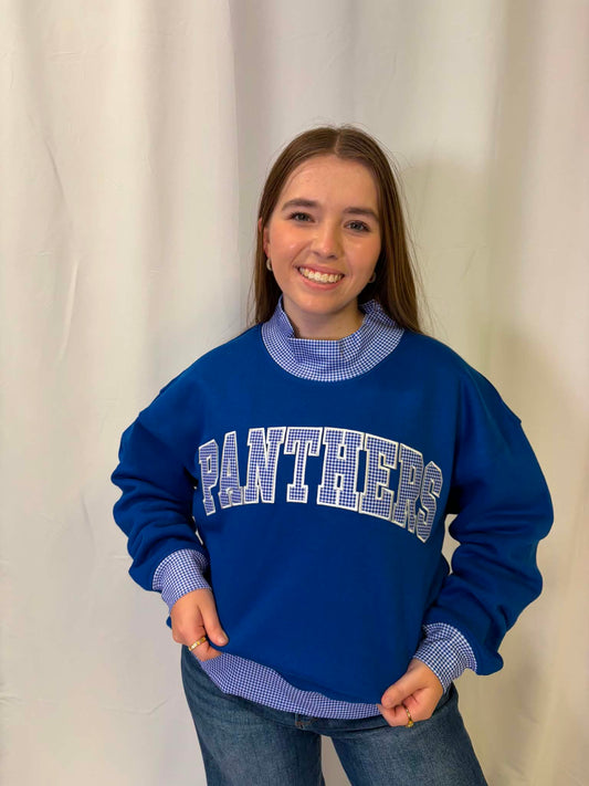 Panthers Gingham Mockneck Sweatshirt