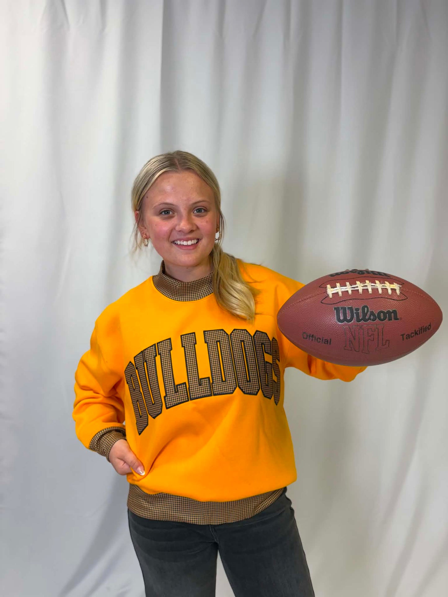 Bulldogs Gingham Mockneck Sweatshirt