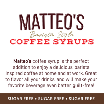 Matteo's Sugar Free Coffee Syrup, Hazelnut, 0 Calories, 0 Sugar, Keto Friendly