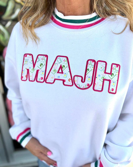 White Mahj Mockneck Sweatshirt