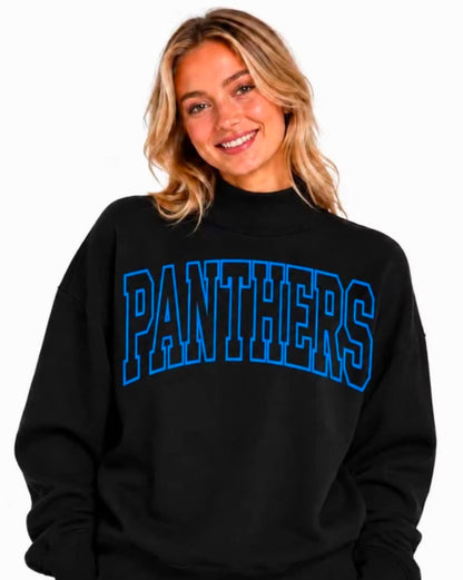 Panthers Embroidered Athletic Mockneck Sweatshirt- PREORDER