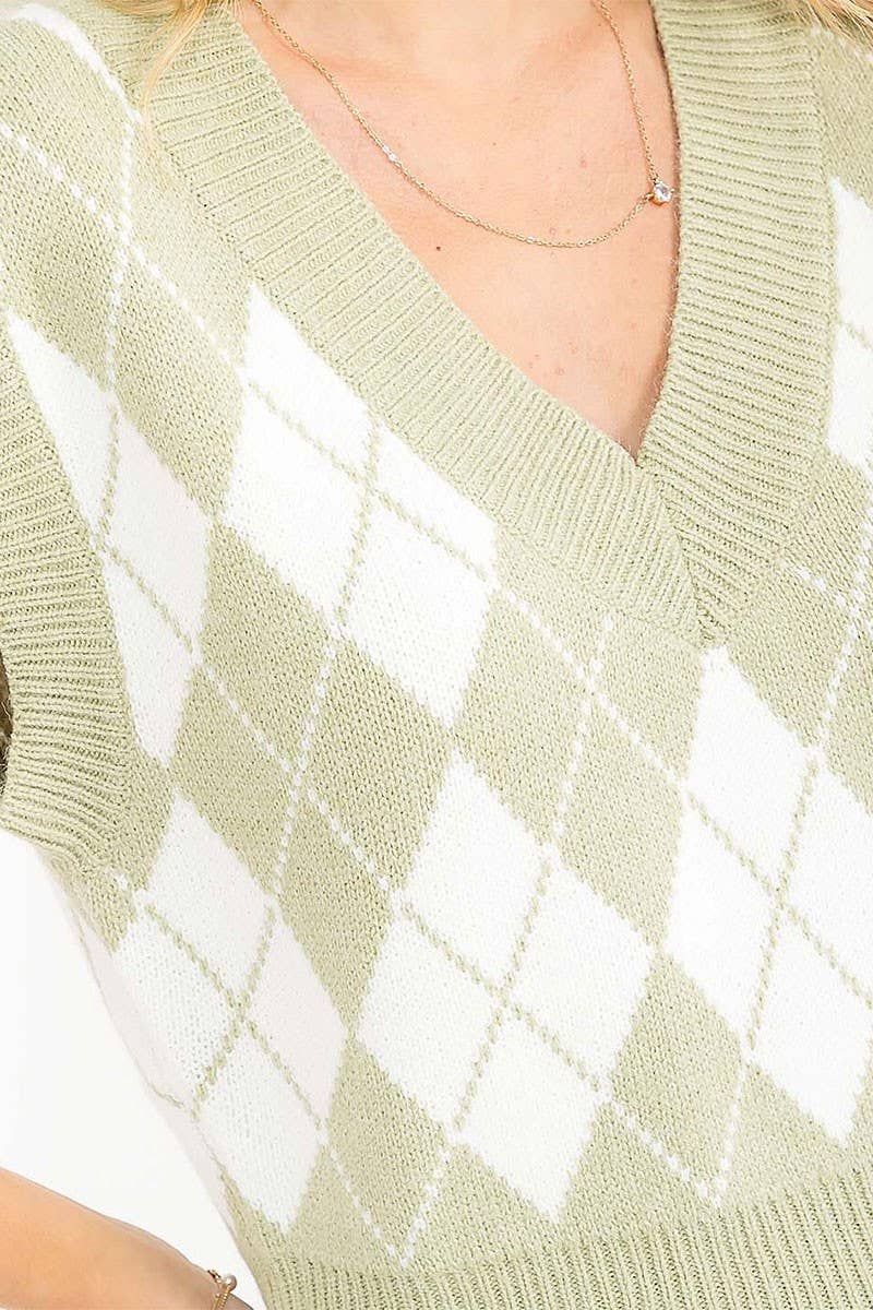 SLEEVELESS V-NECK COLORBLOCK KNIT SWEATER VEST