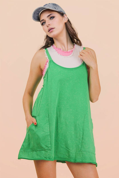 Mineral Washed Knit Mini Dress with Shorts Inside