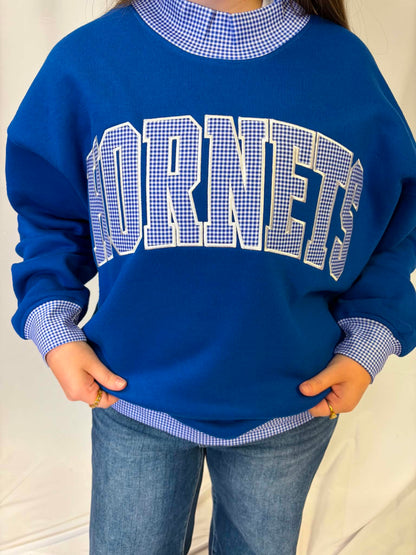 Hornets Gingham Mockneck Sweatshirt